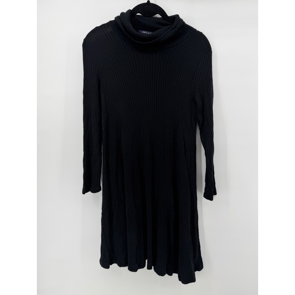 American Eagle Soft & Sexy Black Ribbed Turtleneck Mini Dress Long Sleeve Small
